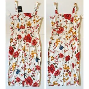 NWT Forever 21 Resort Collection Floral Dress Cream Size M